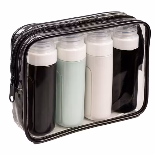 Reseflaskor Flygplan 4x90ml – Necessär & TSA Godkänd | TRIZAND