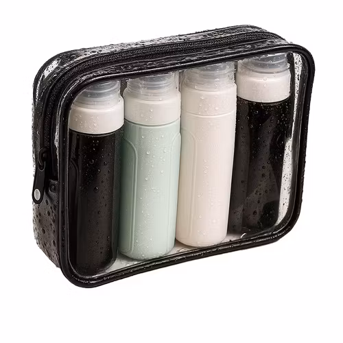 Reseflaskor Flygplan 4x90ml – Necessär & TSA Godkänd | TRIZAND