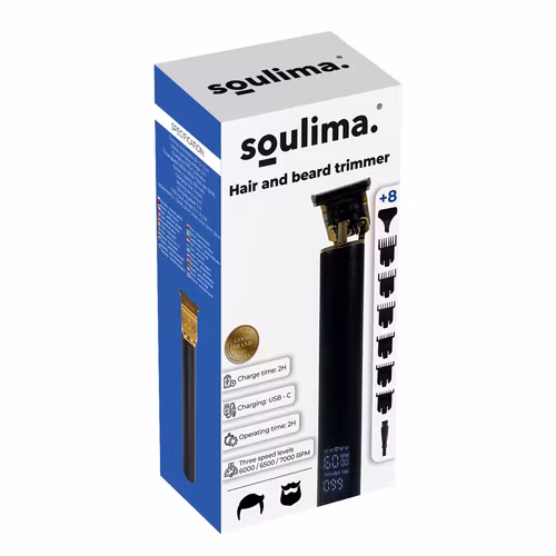 Skäggtrimmer & Hårklippare SOULIMA 25429 – Trådlös med 6 Kammar