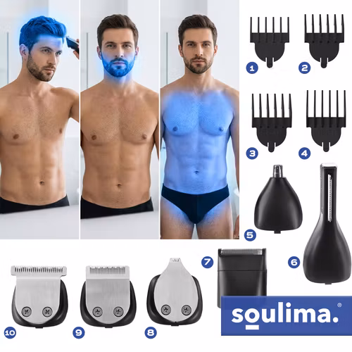 Soulima 8-i-1 Trimmer – Hårklippare & Skäggtrimmer USB-C IPX6