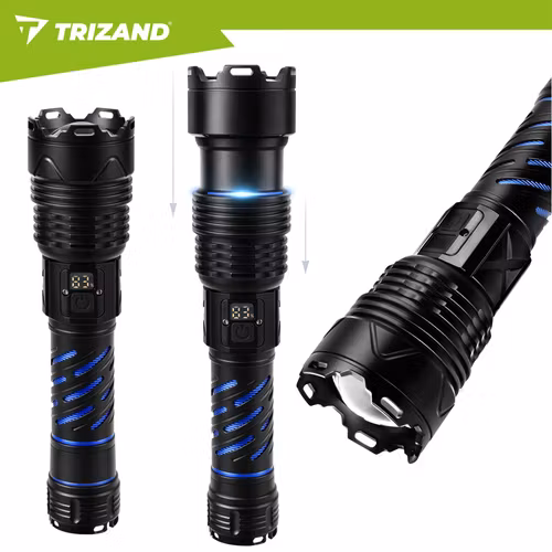 TRIZAND LED Taktisk Ficklampa 1500 lm – Kraftfull USB-C Uppladdningsbar 5000 mAh