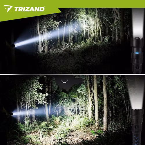 TRIZAND LED Taktisk Ficklampa 1500 lm – Kraftfull USB-C Uppladdningsbar 5000 mAh