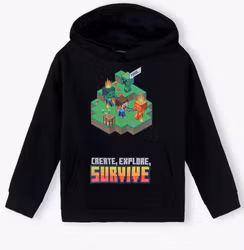 Minecraft barnhoodie svart 6–12 år (116–152 cm)