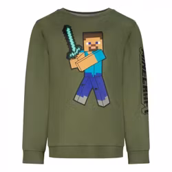 Minecraft barnhoodie grön & grå (6–12 år)