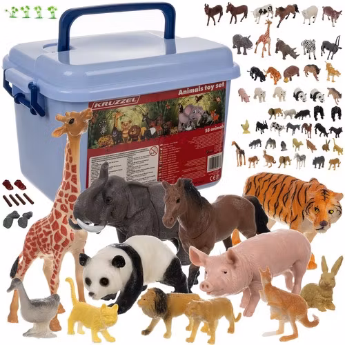 Djur figurset 48 delar – bondgård & safari leksaker barn