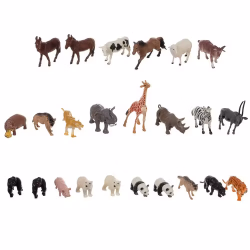 Djur figurset 48 delar – bondgård & safari leksaker barn