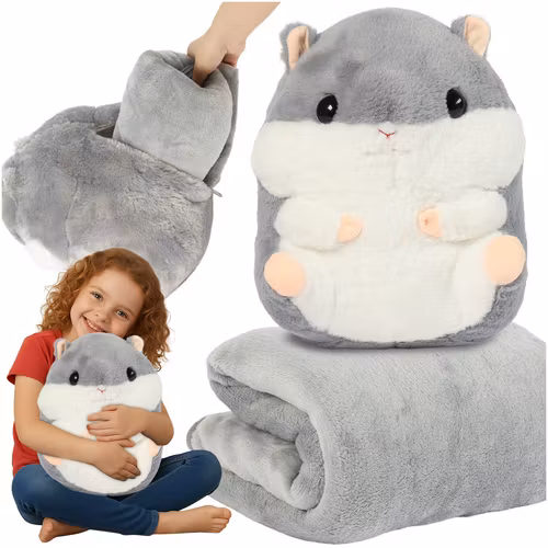 Hamster 3-i-1 Filt & Kudde – Mjuk Gosedjur Filt 105x200 cm