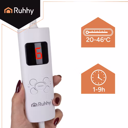 Elektrisk filt 180 × 130 cm – RUHHY värmefilt med 6 lägen