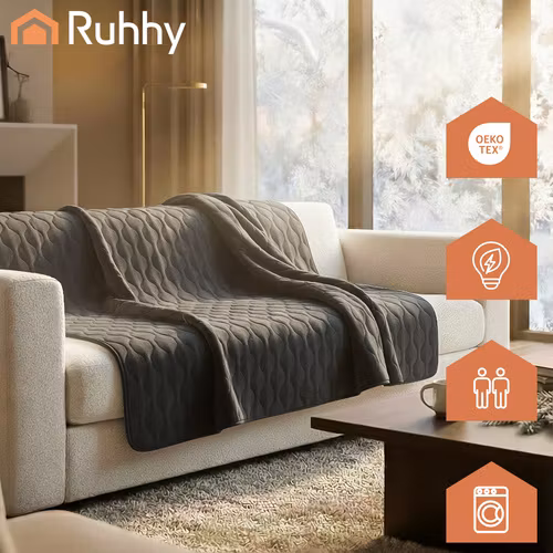 Elektrisk filt 180 × 130 cm – RUHHY värmefilt med 6 lägen