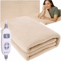 Elektrisk filt 180 × 130 cm – RUHHY med 10 värmelägen & timer-Beige