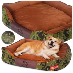 Hundbäddssoffa för hundar mjuk fluffig bekväm medelstor hund - grön