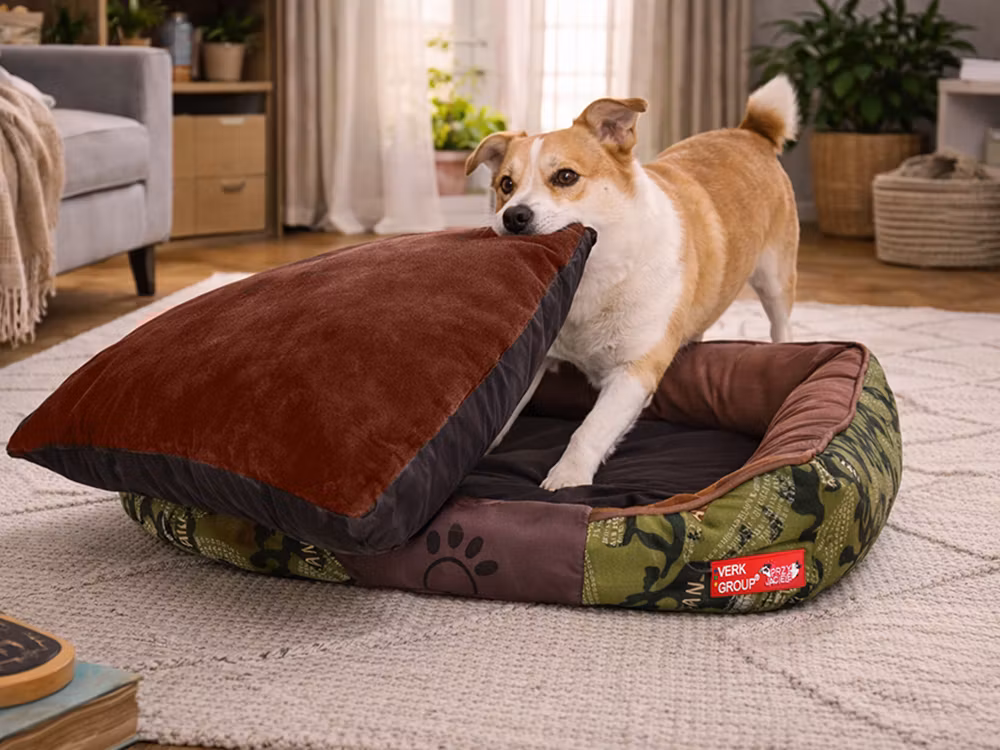 Hundbäddssoffa för hundar mjuk fluffig bekväm medelstor hund - grön