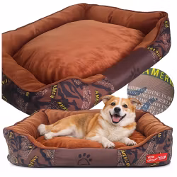 Hundbäddssoffa för hundar mjuk fluffig bekväm medelstor hund - Brun