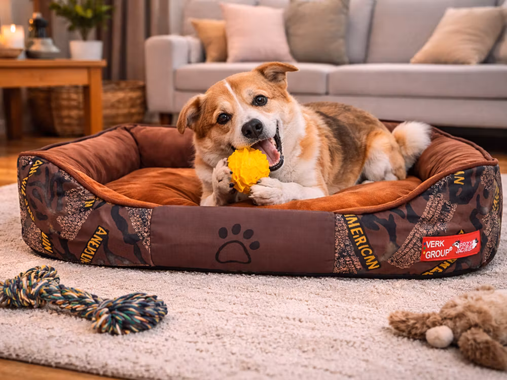 Hundbäddssoffa för hundar mjuk fluffig bekväm medelstor hund - Brun