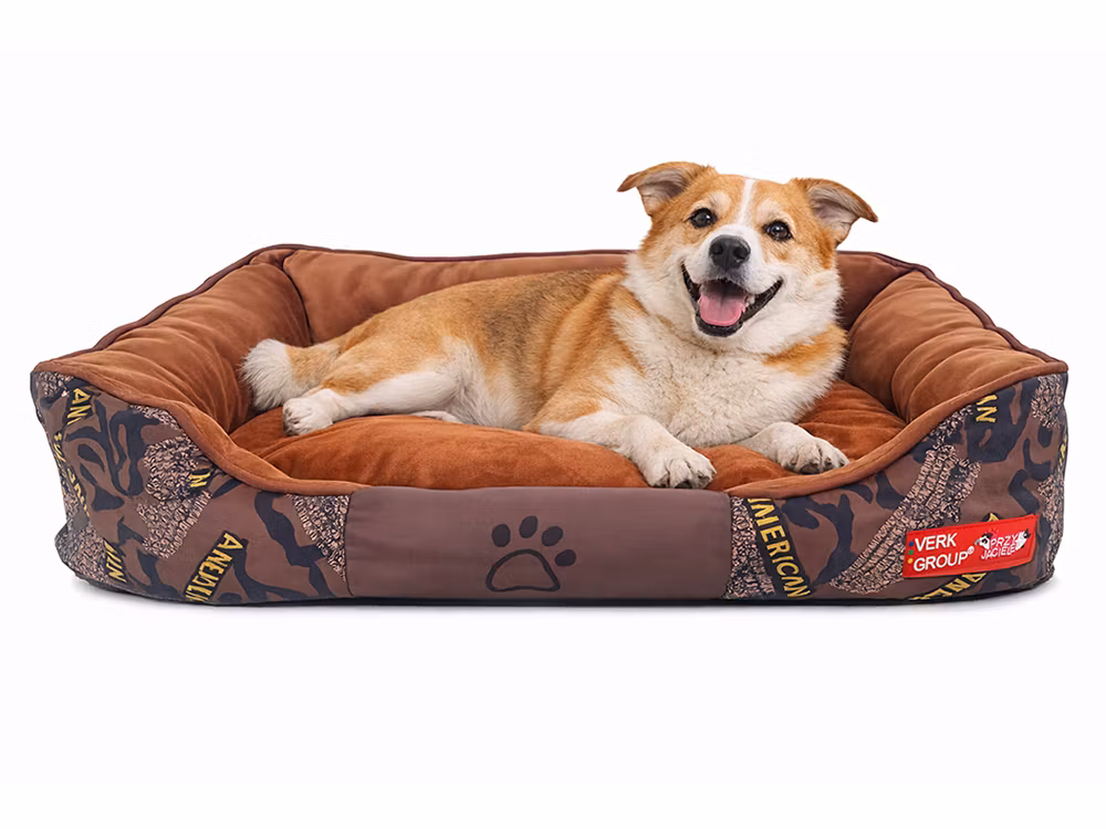 Hundbäddssoffa för hundar mjuk fluffig bekväm medelstor hund - Brun