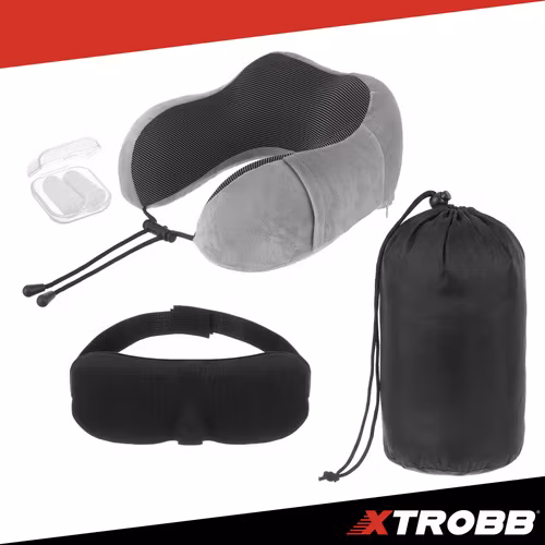 Resekudde Nacke 4-i-1 – Memory Foam Flygkudde XTROBB