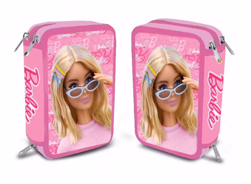 Barbie Pennfodral Fyllt 3 Lager – Rosa Skolfodral med Innehåll