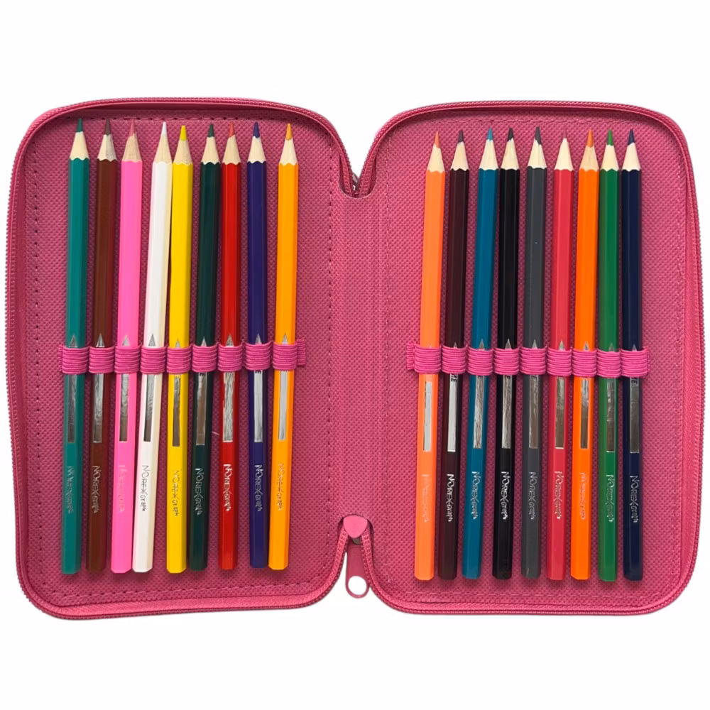 Disney Princess Pennfodral Fyllt 3 Lager – Rosa Skolfodral