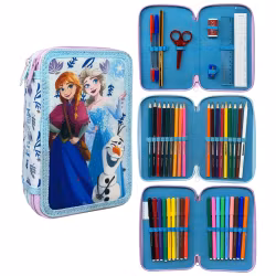 Disney Frost Pennfodral Fyllt 3 Lager – Blått Skolfodral