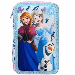 Disney Frost Pennfodral Fyllt 3 Lager – Blått Skolfodral