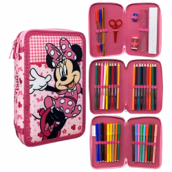 Disney Minnie Pennfodral Fyllt 3 Lager – Rosa Skolfodral