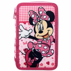 Disney Minnie Pennfodral Fyllt 3 Lager – Rosa Skolfodral