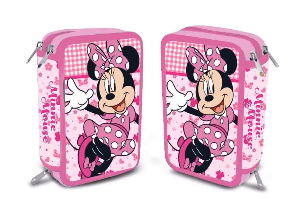 Disney Minnie Pennfodral Fyllt 3 Lager – Rosa Skolfodral