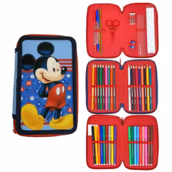 Disney Mickey Pennfodral Fyllt 3 Lager – Blått Skolfodral