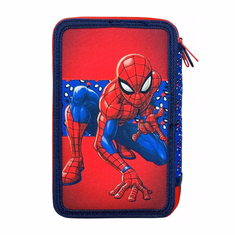 Spider-Man Pennfodral Fyllt 3 Fack – Rött Skolfodral