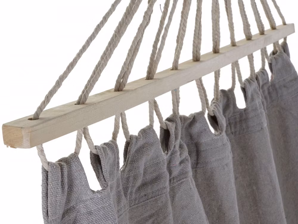 Trädgårdshängmatta turist grå tofsgunga boho väska 200 x 100cm