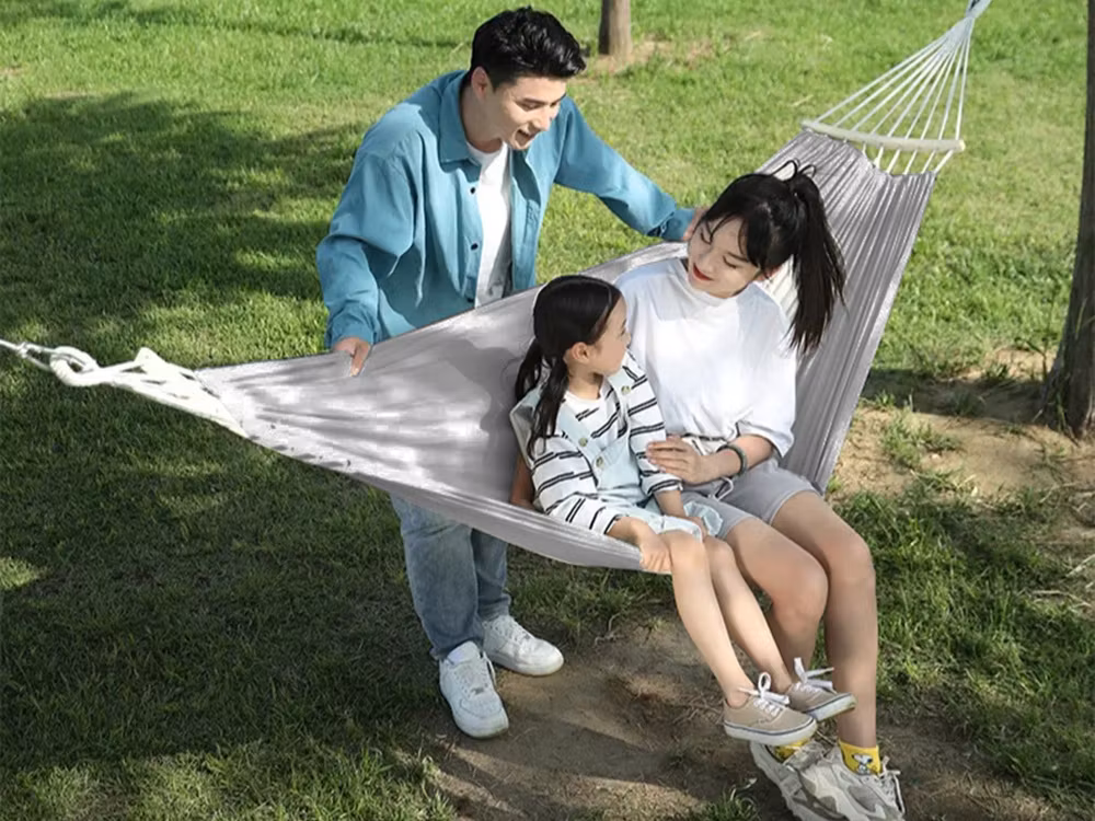 Hängande dubbelgunga för trädgården, stark xxl, stort överdrag med rep