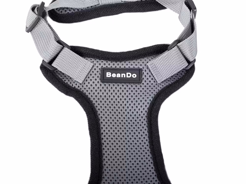 Hundsele XL Tryckfri – Justerbar Sele med Koppel Grå