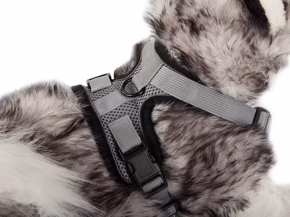 Hundsele XL Tryckfri – Justerbar Sele med Koppel Grå