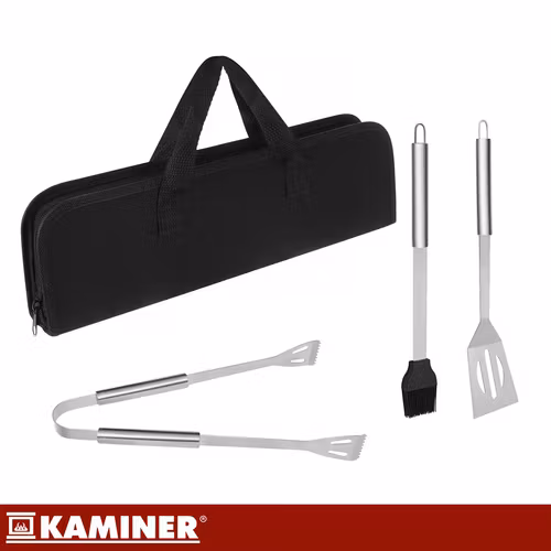 Grillset 3 delar i väska – Rostfritt stål KAMINER