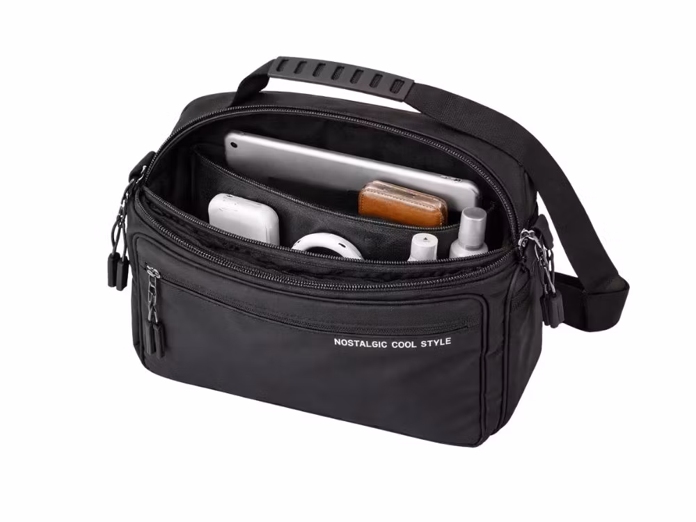 Herrnjurväska axelväska handväska crossbodyväska svart justerbar