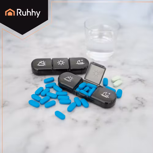 Medicinbehållare, pillerförvaring, RUHHY-låda för 7 dagar och 3 tider per dag