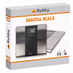 Analytisk badrumsvåg 225 kg smart elektronisk med LCD, BMI-mätning i 10 profiler