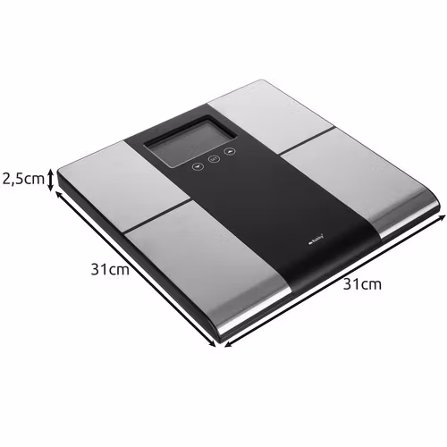 Analytisk badrumsvåg 225 kg smart elektronisk med LCD, BMI-mätning i 10 profiler