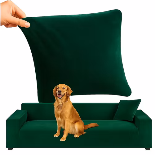 Sofföverdrag Hörnsoffa 190–230 cm Mörkgrön Sammet | RUHHY
