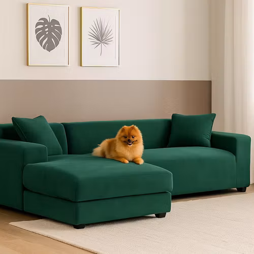 Sofföverdrag Hörnsoffa 190–230 cm Mörkgrön Sammet | RUHHY