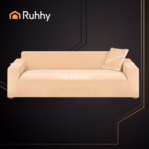 Sofföverdrag Hörnsoffa 190–230 cm Beige Sammet | RUHHY