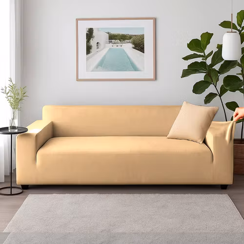 Sofföverdrag Hörnsoffa 190–230 cm Beige Sammet | RUHHY