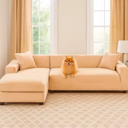 Sofföverdrag Hörnsoffa 190–230 cm Beige Sammet | RUHHY