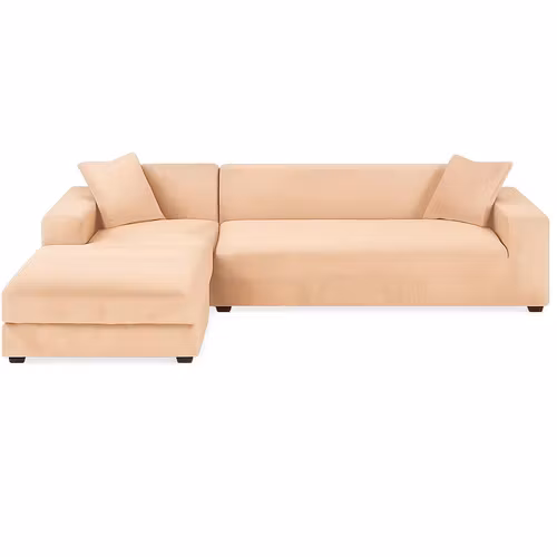 Sofföverdrag Hörnsoffa 190–230 cm Beige Sammet | RUHHY