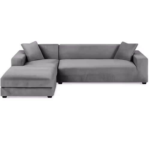 Sofföverdrag Hörnsoffa 190–230 cm Mörkgrå Sammet | RUHHY