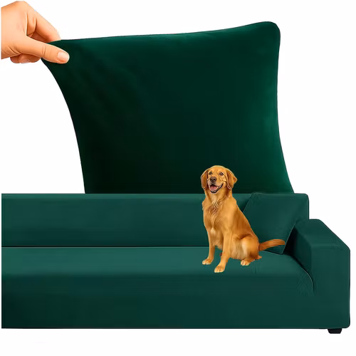 Sofföverdrag Hörnsoffa 145–185 cm Mörkgrön Sammet | Elastiskt RUHHY Överdrag