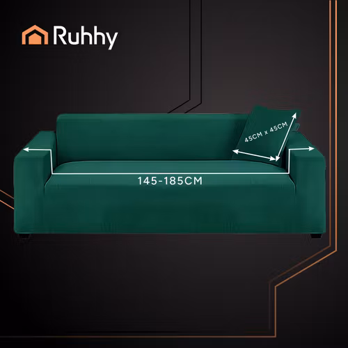 Sofföverdrag Hörnsoffa 145–185 cm Mörkgrön Sammet | Elastiskt RUHHY Överdrag