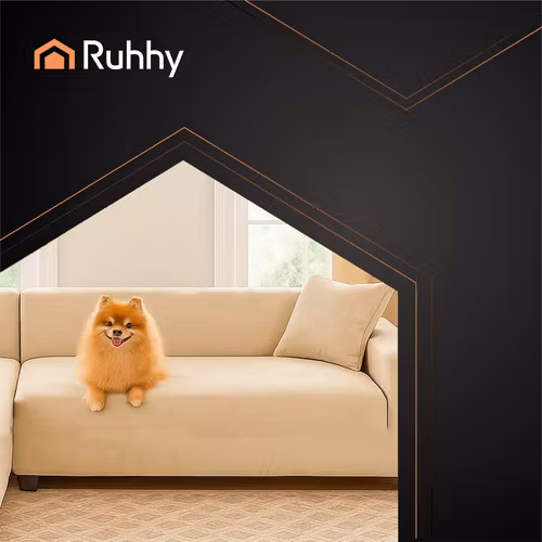 Sofföverdrag Hörnsoffa 145–185 cm Beige Sammet | RUHHY