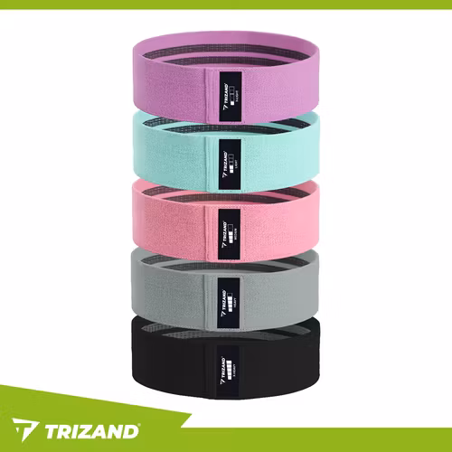 Träningsband Set 5-pack i Tyg 5–35 kg – Anti-slip med Träningsprogram QR (TRIZAND)