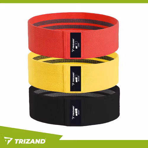 Träningsband i Tyg 3-pack 8–31 kg – Anti-slip med Träningsprogram QR (TRIZAND)